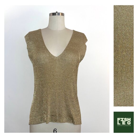 Calypso St. Barth Tops - Calypso St. Barth | Metallic Knit Sleeveless Top - Gold / Sz S